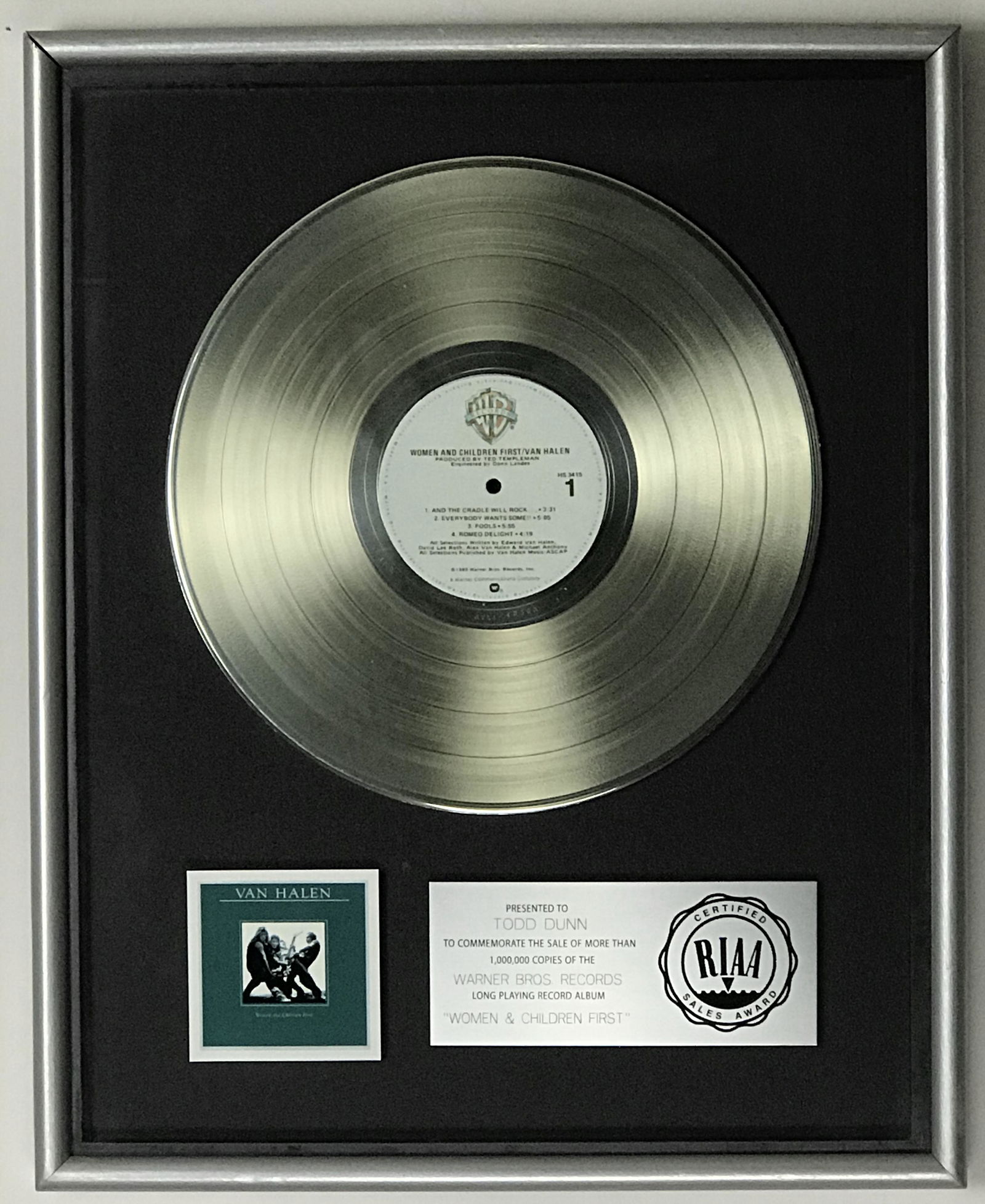 Van Halen Women And Children First RIAA Platinum LP (1 of 6)