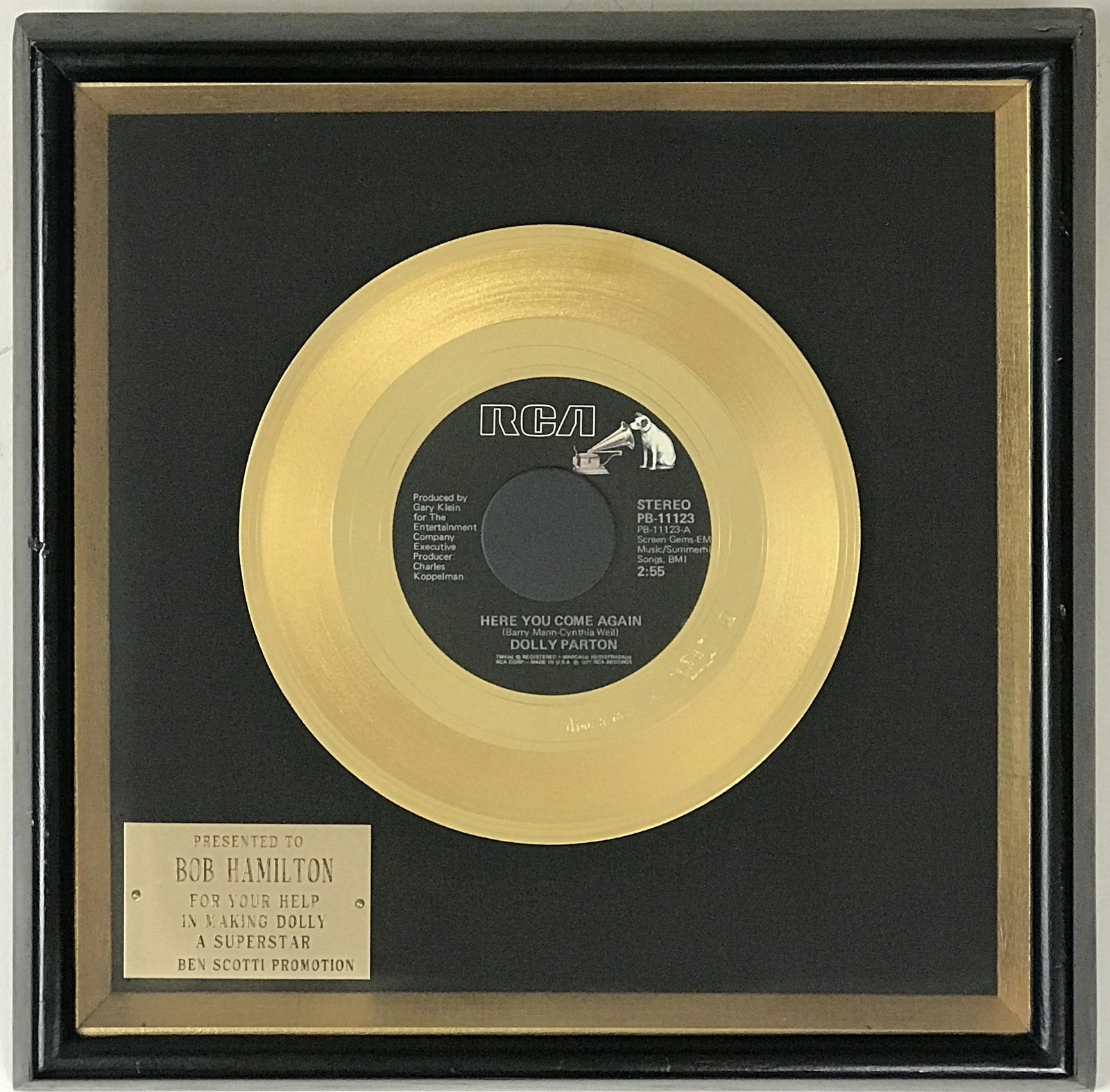 Dolly Parton "Here You Come Again" '77 Label Award (1 of 6)