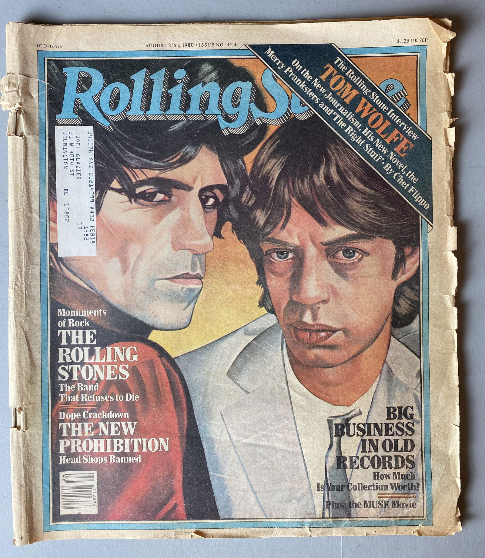 Rolling Stones original Aug. 1980 Rolling Stone: Vintage August 21, 1980 issue of Rolling Stone magazine, featuring the headline article "Monuments of Rock: The Rolling Stones - The Band That Refuses to Die." This is the entire magazine, not just th