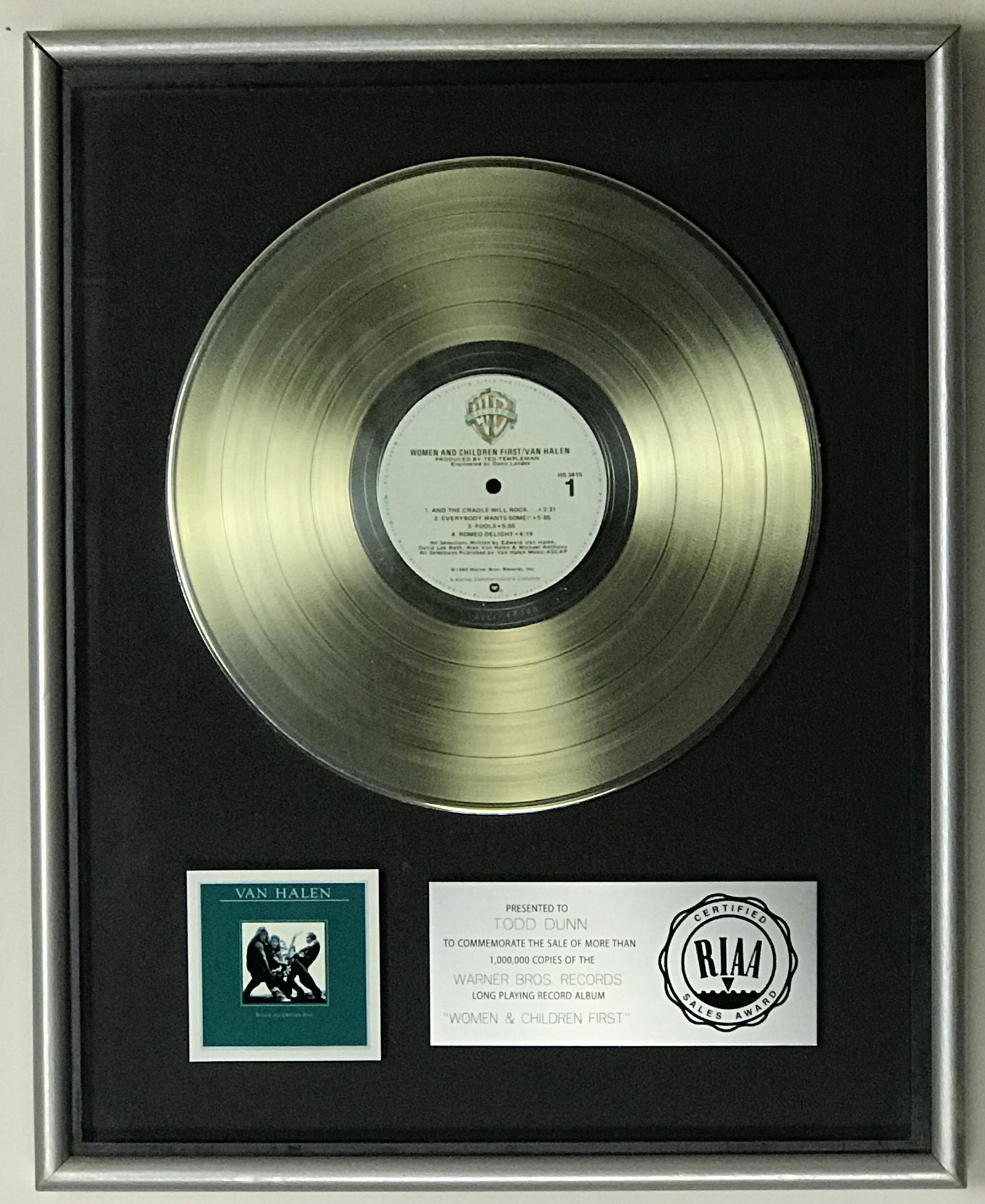 Van Halen Women And Children First RIAA Platinum LP (1 of 6)