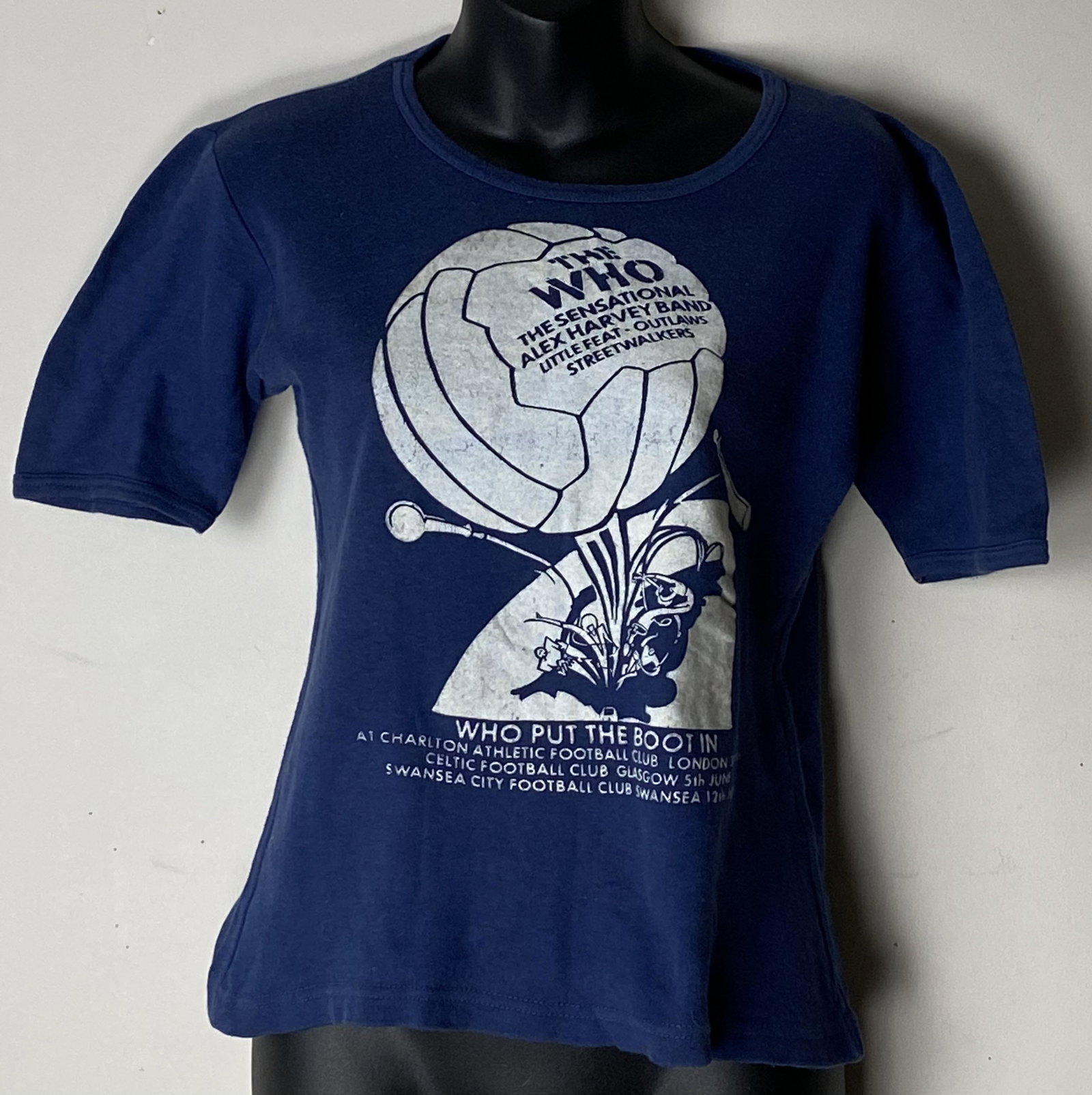 The Who Who Put The Boot In 1976 Vintage T-shirt: Awesome 1976 vintage t-shirt featuring The Who at Who Put The Boot In! The Who played at three stadiums with support acts The Sensational Alex Harvey Band, Little Feat, Outlaws, and Streetwa