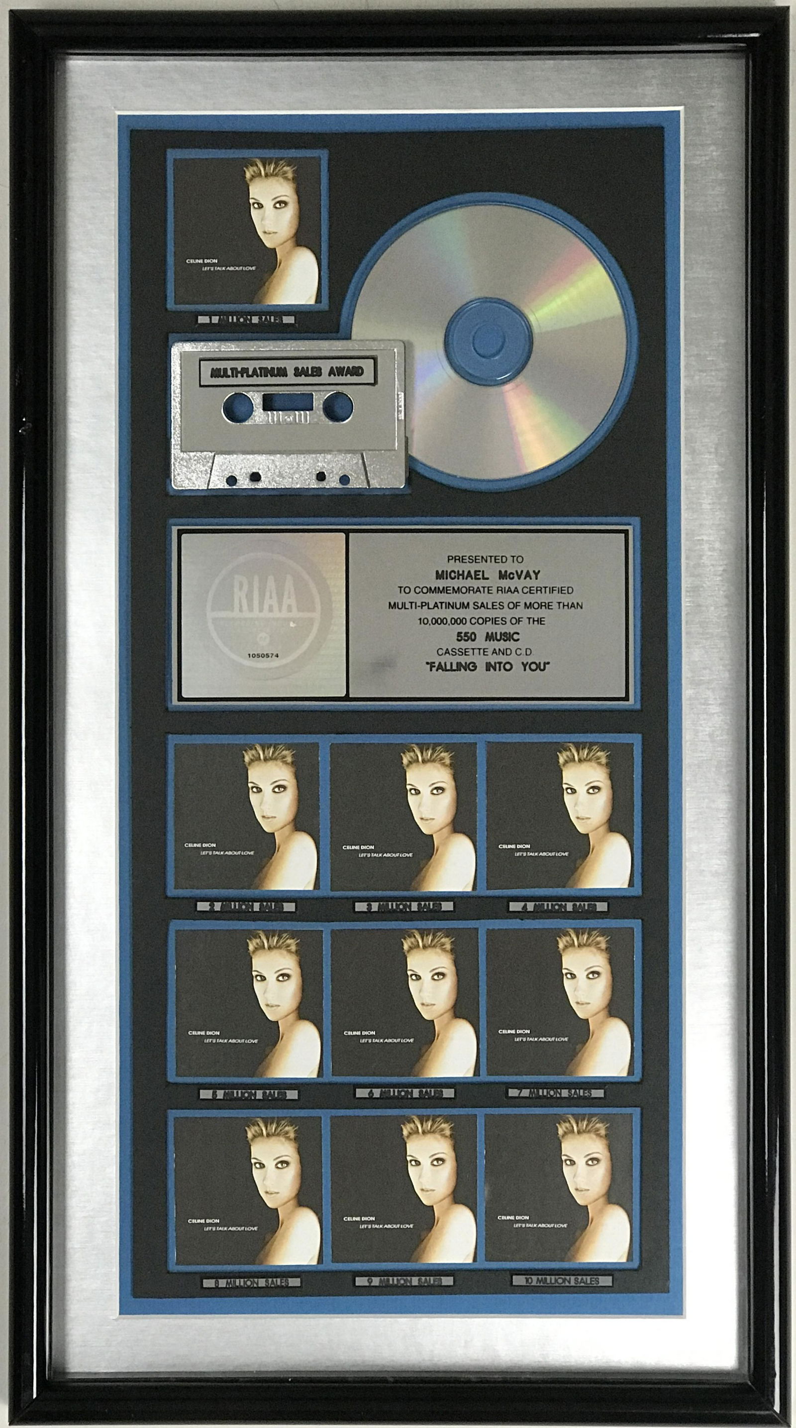 Celine Dion Falling Into You RIAA 10x Platinum Award (1 of 7)
