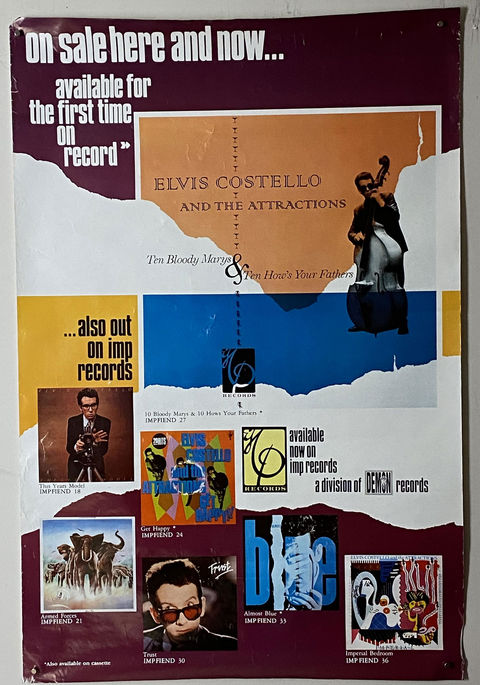 Elvis Costello 1980s Vintage Promo Poster (1 of 4)