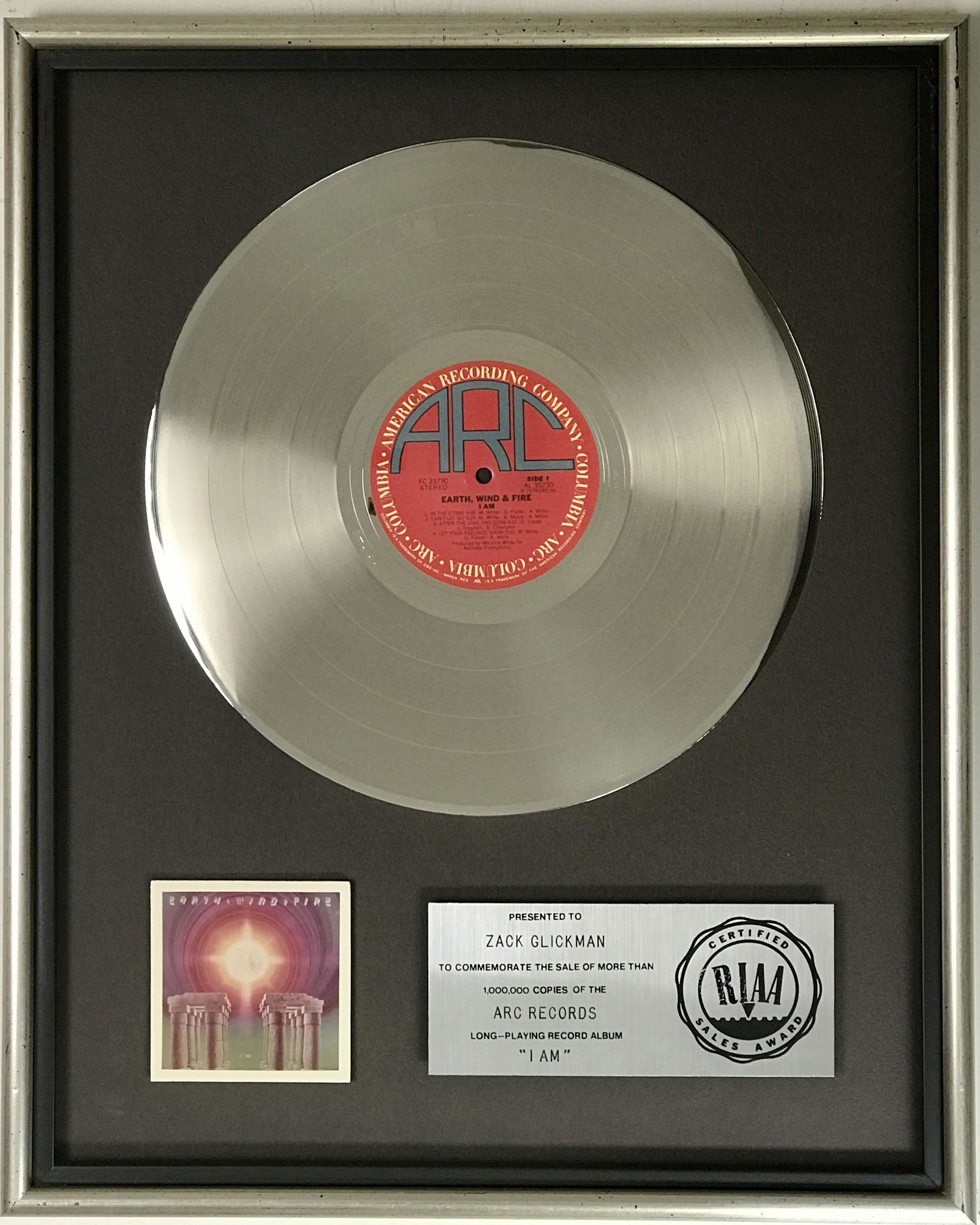 Earth, Wind & Fire I Am RIAA Platinum LP Award (1 of 8)