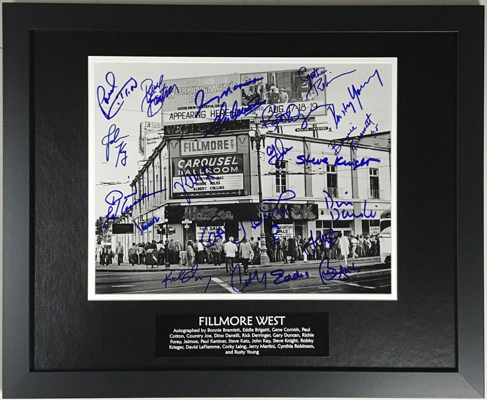 Fillmore West Collage Signed By 20 Artists w/Epperson: Celebrate the heyday of the legendary Fillmore West venue with this fantastic vintage photo signed by 20 artists/musicians who performed as house acts at the storied concert hall.