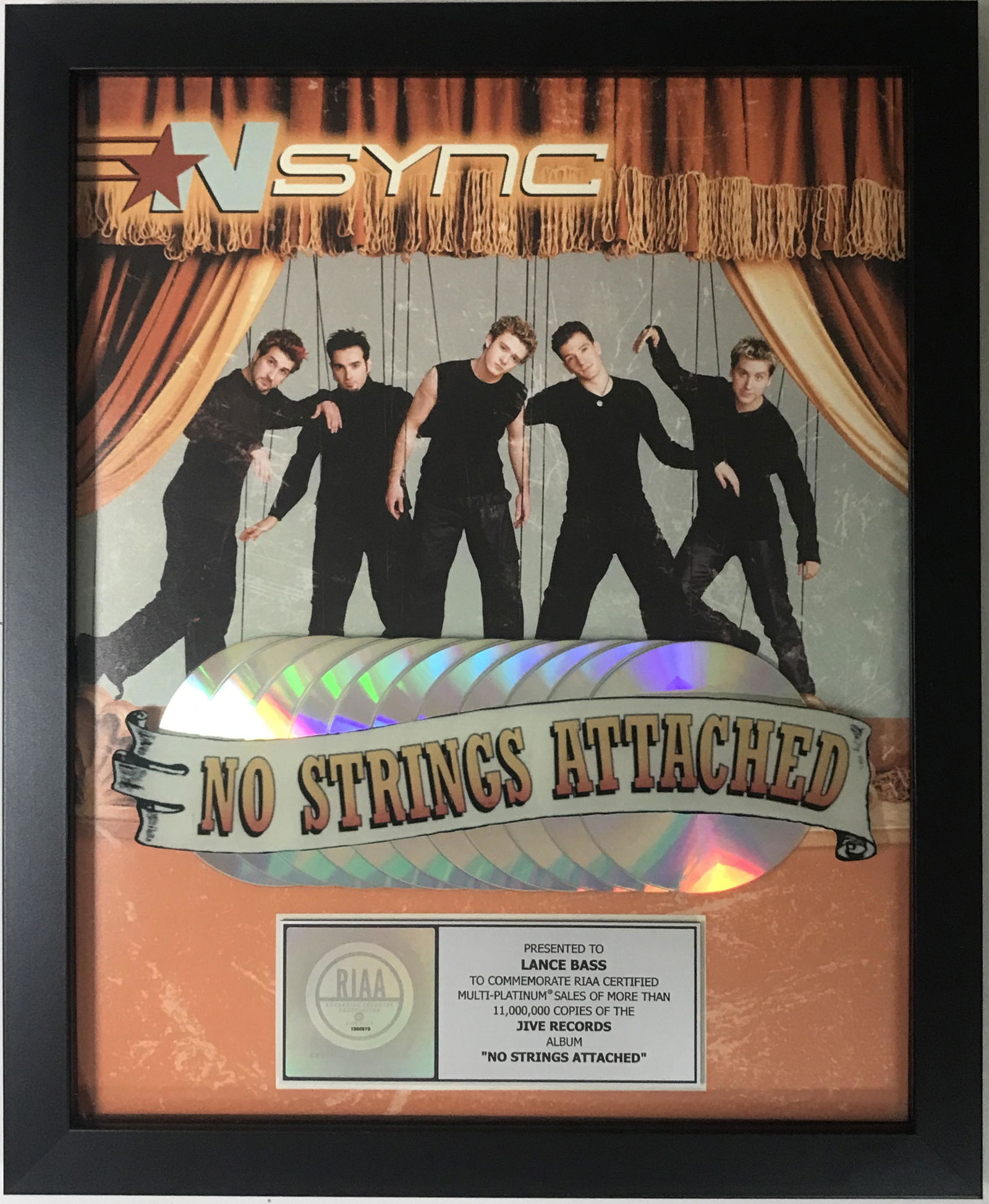 NSYNC No Strings... RIAA 11x Platinum to Lance Bass (1 of 7)