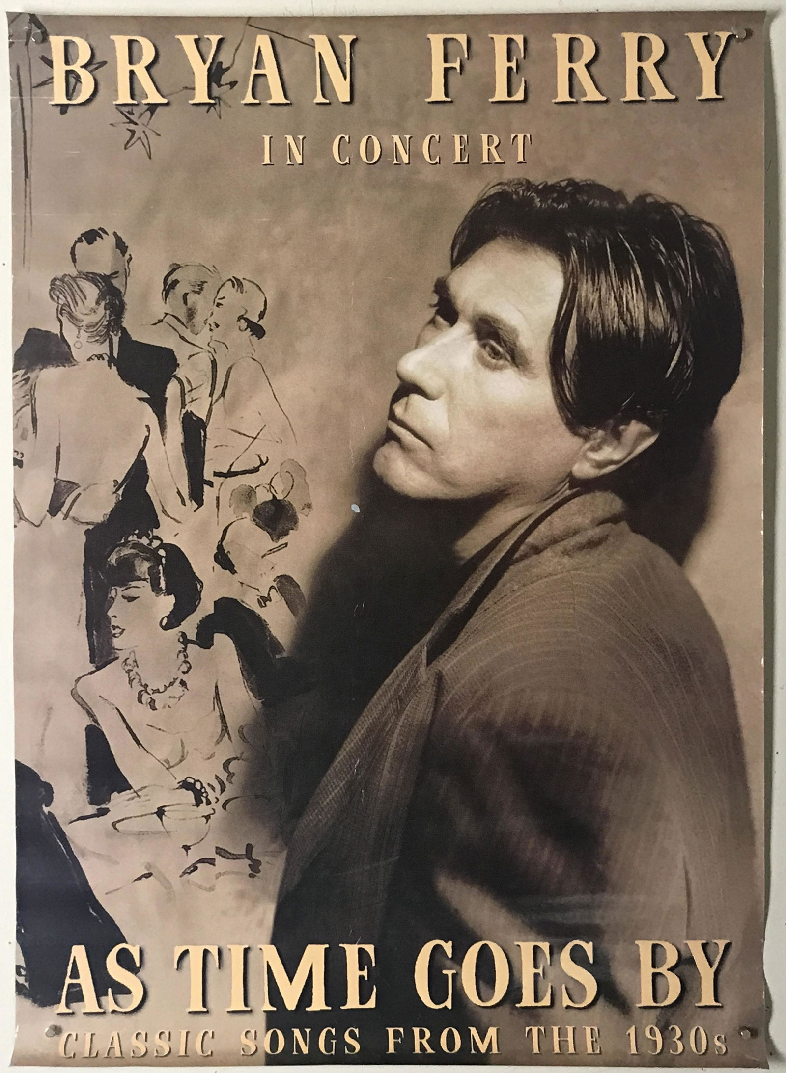 Bryan Ferry 2000 As Time Goes By Promo Poster: Original 2000 Bryan Ferry Poster. UK poster. Original poster. It is in Very Good condition some edge wear (see photos). Poster measures approx. 18" x 25". Features: Original po