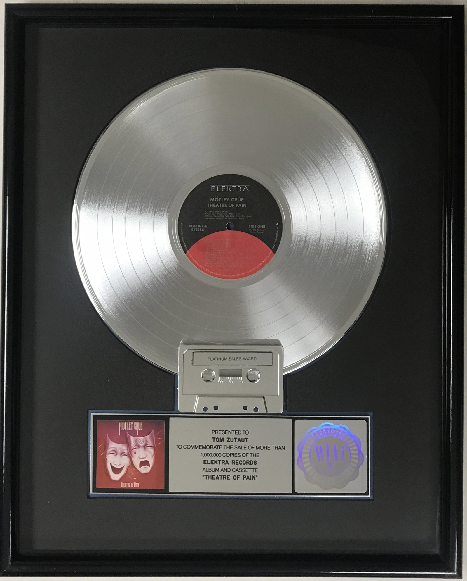 Motley Crue Theatre Of Pain RIAA Platinum Album Award (1 of 7)