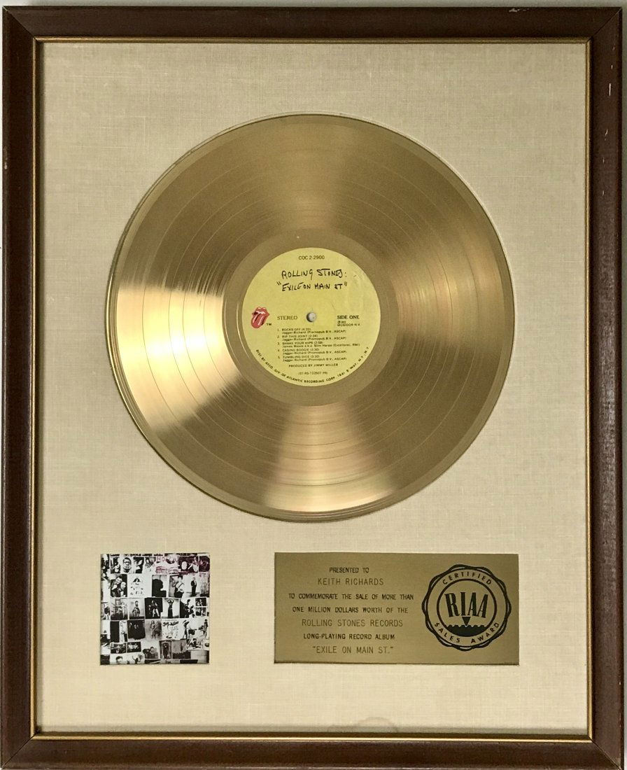 Rolling Stones Exile On Main St. RIAA Gold to Keith Richards - RARE (1 of 7)