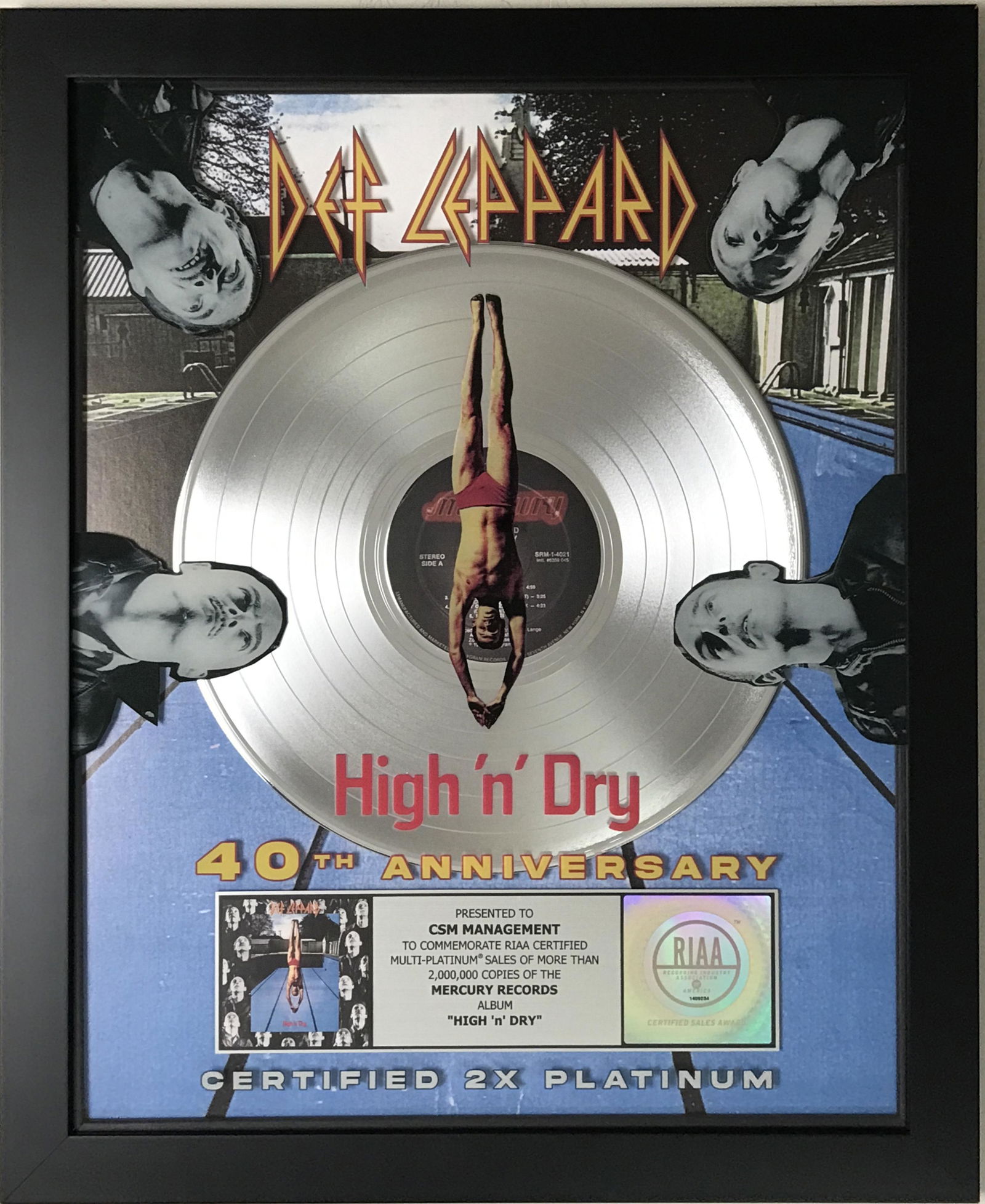 Def Leppard High 'n' Dry RIAA 2x Multi-Platinum Album Award (1 of 7)