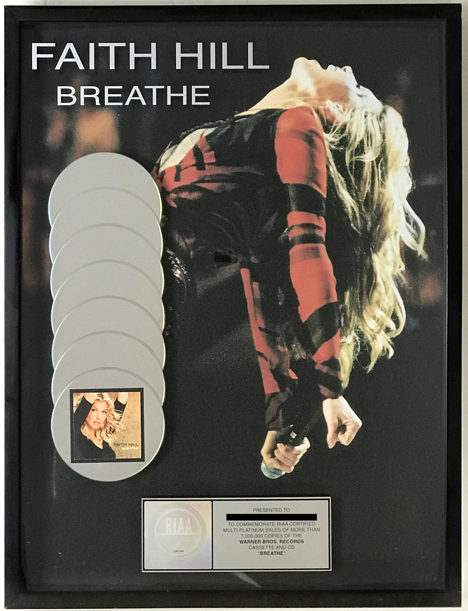Faith Hill Breathe RIAA 7x Platinum Award (1 of 9)