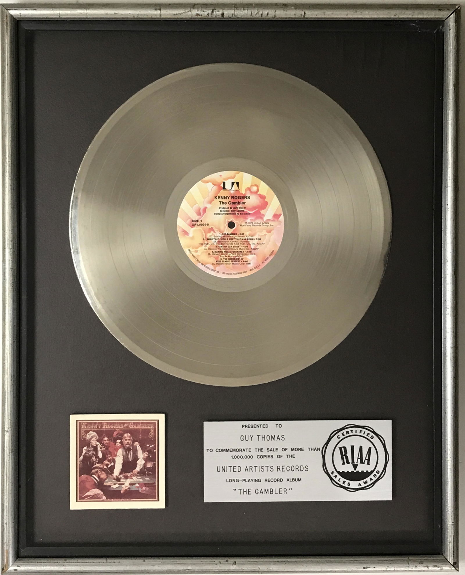 Kenny Rogers The Gambler RIAA Platinum Award (1 of 6)