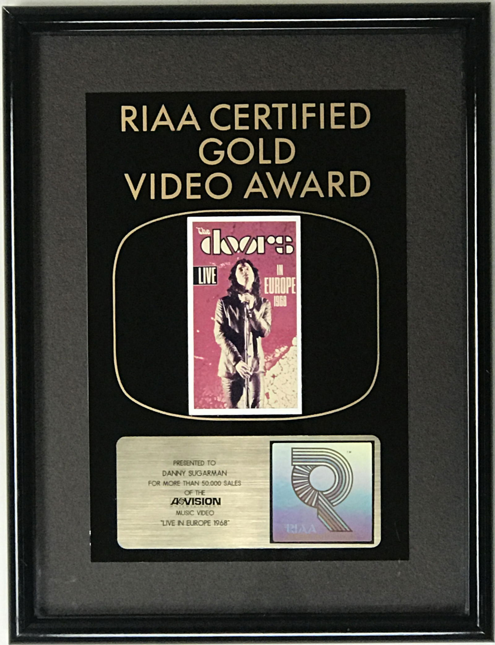 The Doors Live In Europe 1968 RIAA Gold Video Award (1 of 6)