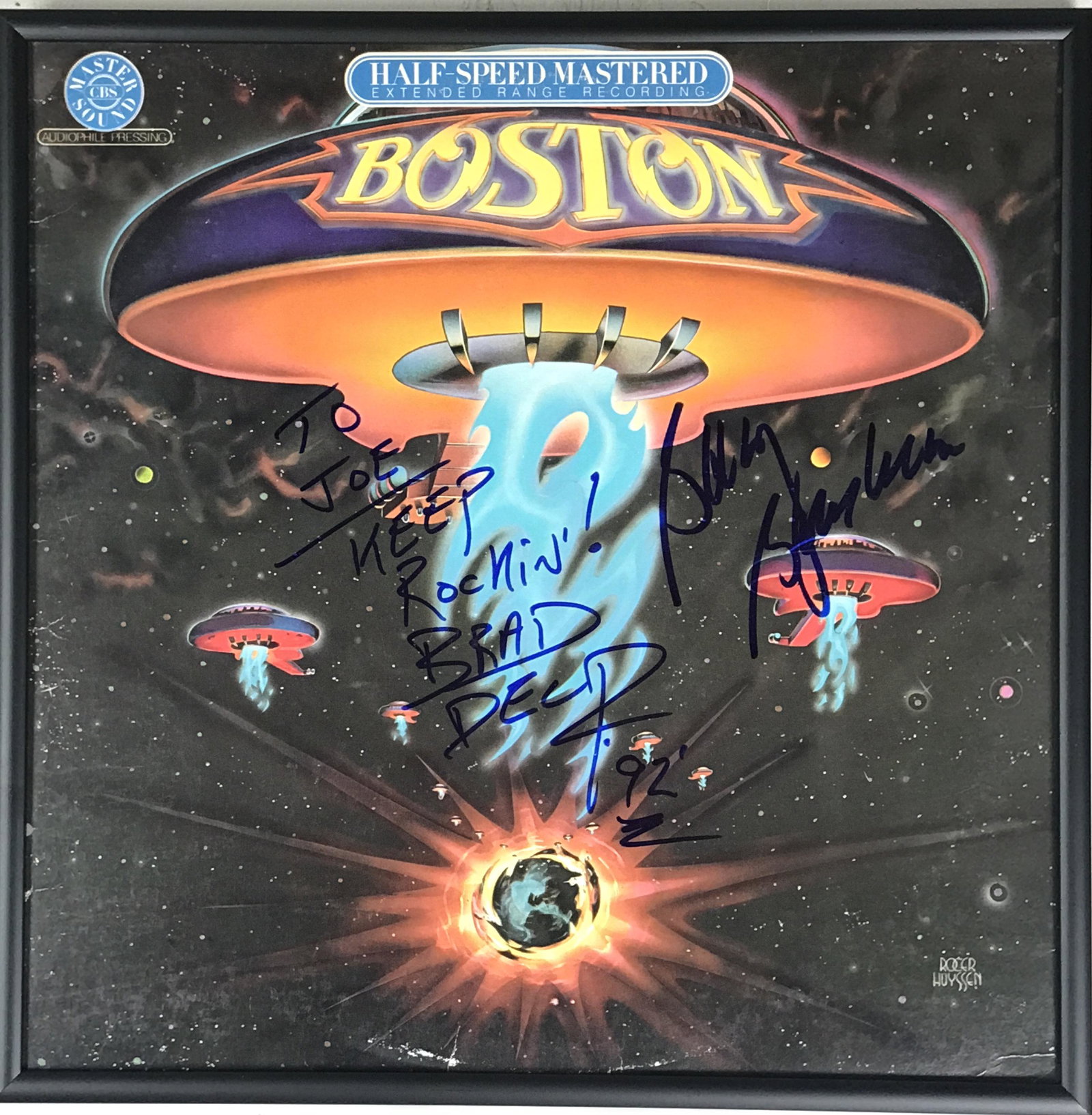 Boston Debut Lp Signed By Brad Delp & Barry Goudreau Epperson Loa