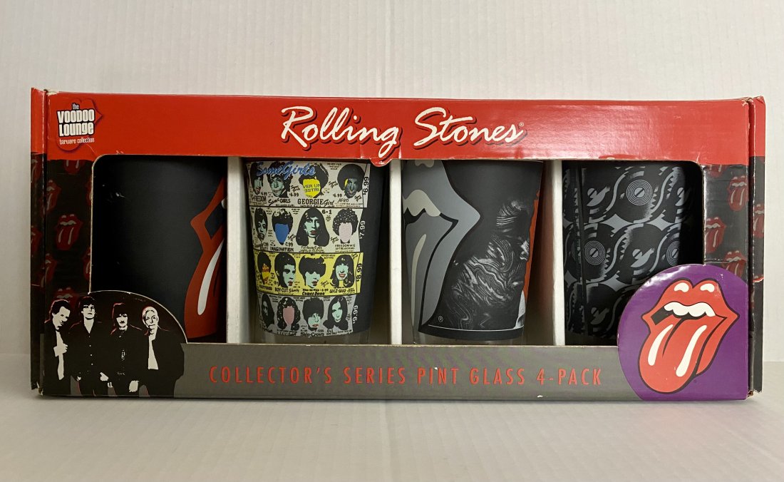 Rolling Stones Voodoo Lounge Barware 4-Pk Pint Glasses - New In Box 2005 (1 of 4)