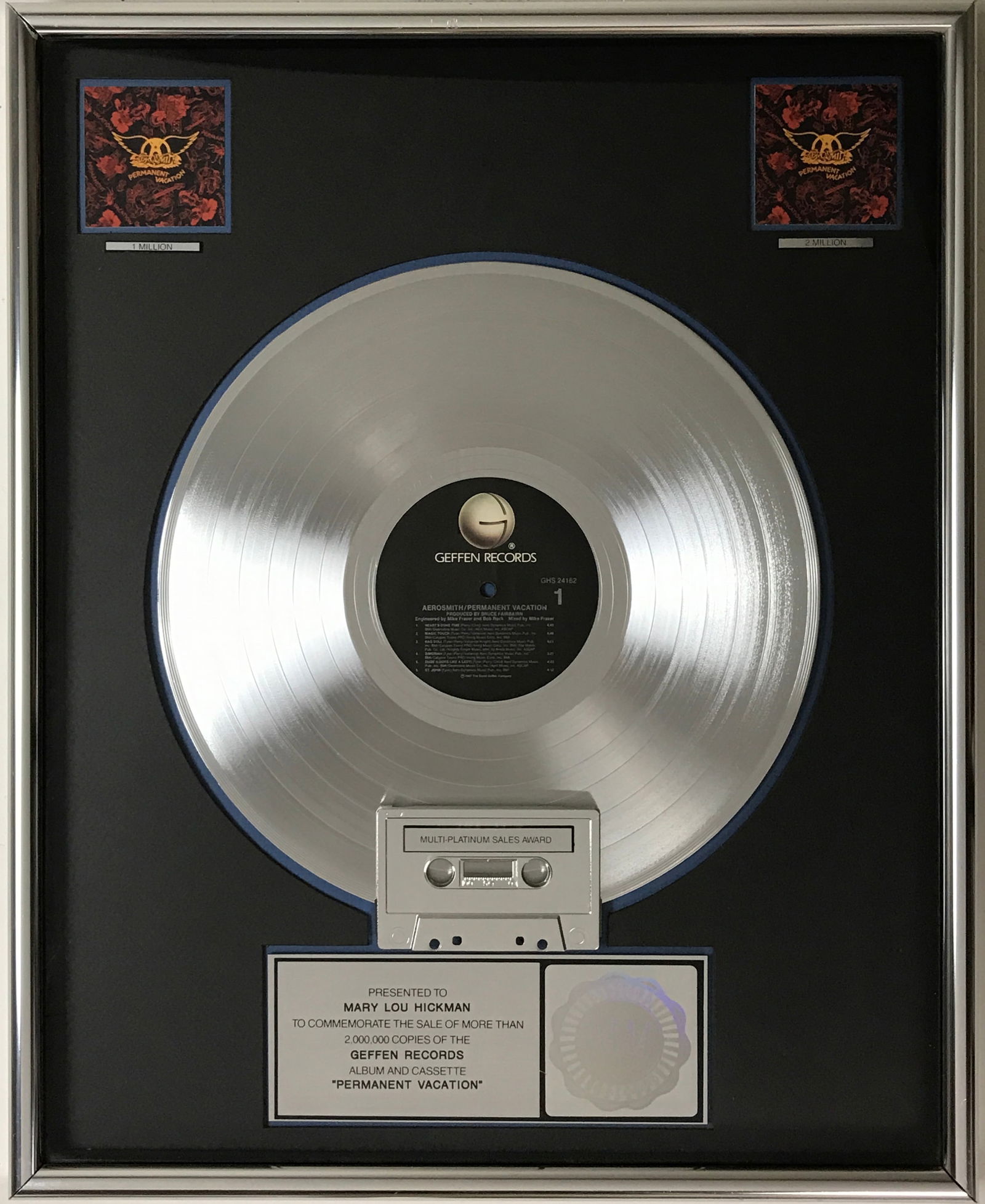 Aerosmith Permanent Vacation RIAA 2x Platinum Award (1 of 7)