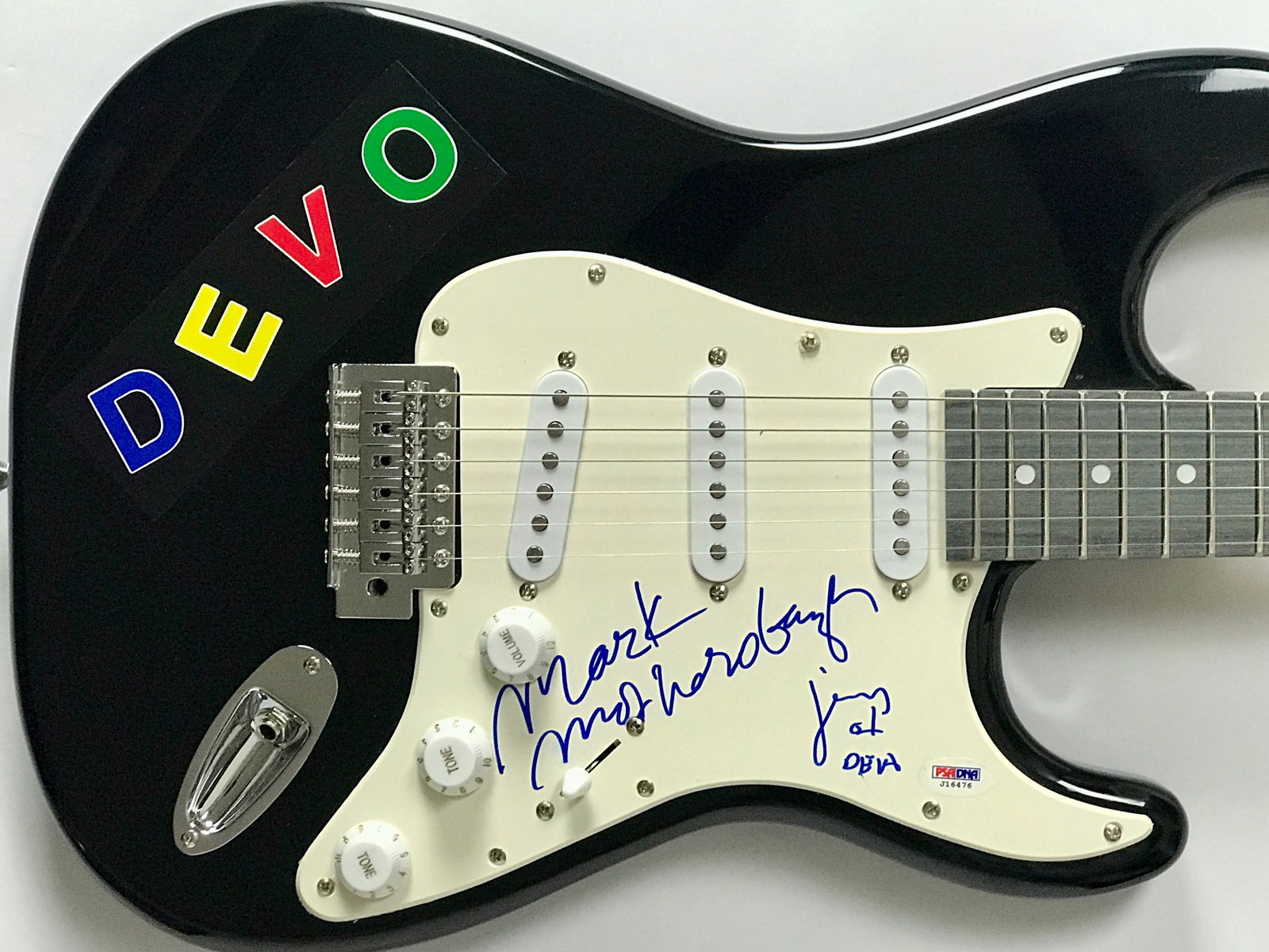 Devo Mothersbaugh & Casale Signed Guitar w/PSA COA (1 of 6)