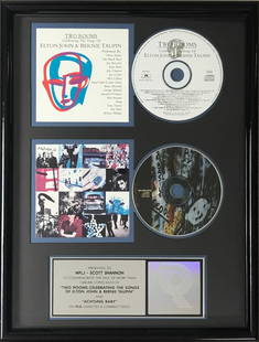 U2 Achtung Baby Elton John 2 Rooms RIAA Combo Award: Unusual two album RIAA Platinum Album award for U2 album Achtung Baby and the Elton John/Bernie Taupin tribute album Two Rooms. Released on Nov. 19, 1991 and Nov. 1 ,1991 respectively,