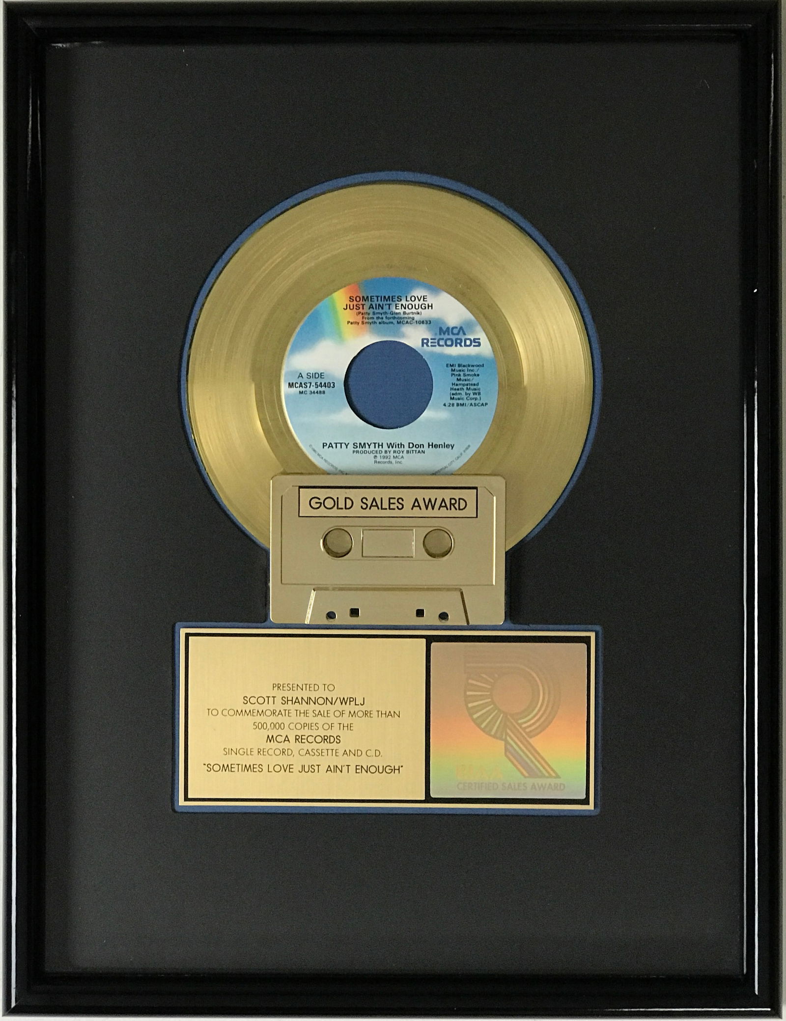 Patty Smyth, D Henley "Sometimes Love Just Ain't Enough" RIAA Award (1 of 8)