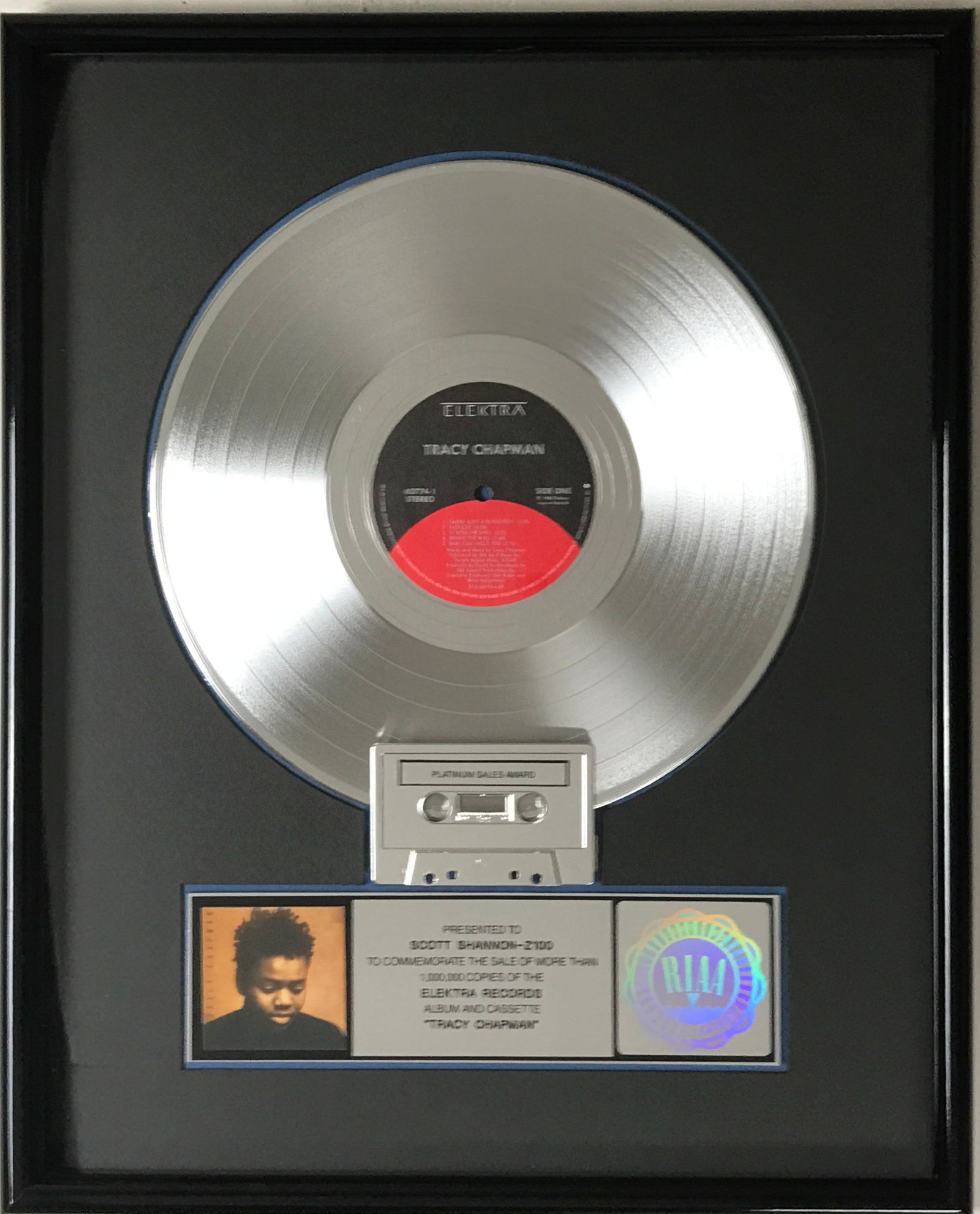 Tracy Chapman debut RIAA Platinum Album Award (1 of 8)