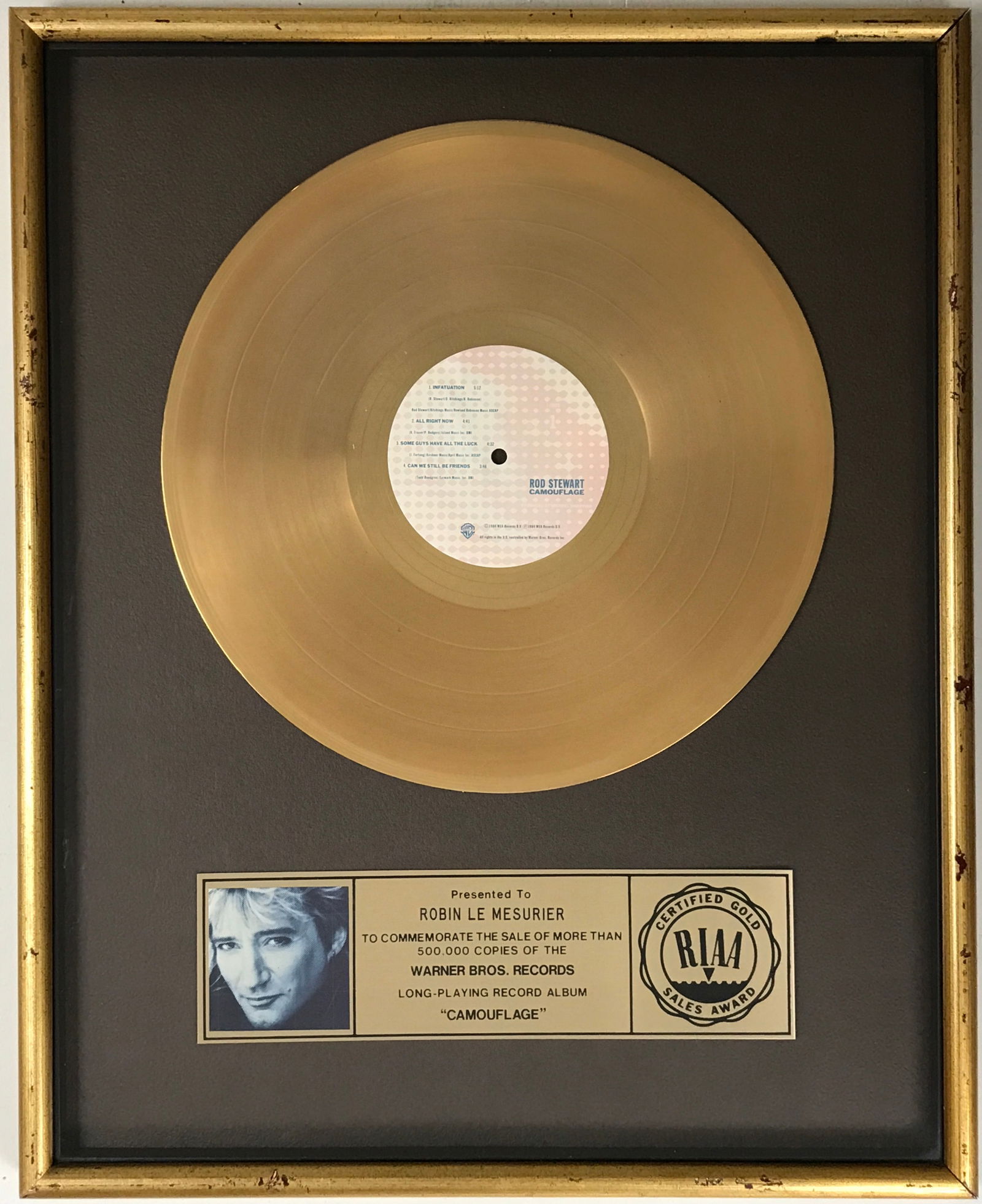 Rod Stewart Camouflage RIAA Gold Album Award (1 of 7)