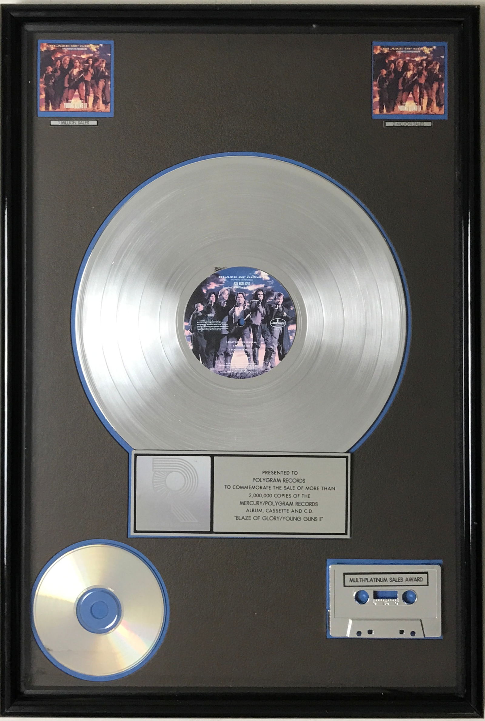 Jon Bon Jovi Blaze Of Glory RIAA 2x Multi-Platinum Album Award (1 of 7)