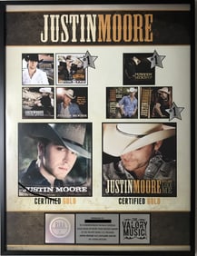 Justin Moore RIAA debut & Outlaws Like Me Gold Albums Award