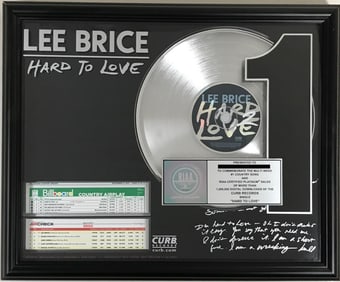 Lee Brice "Hard To Love" RIAA Platinum Single Award