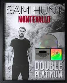 Sam Hunt Montevallo RIAA 2x Multi-Platinum Album Award