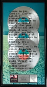 Stone Temple Pilots Core RIAA 3x Multi-Platinum Album Award