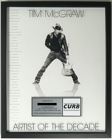 Tim McGraw "Artist Of The Decade" Curb Label award