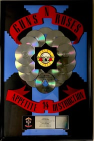 Guns N' Roses Appetite For Destruction RIAA 14x Multi-Platinum LP Award