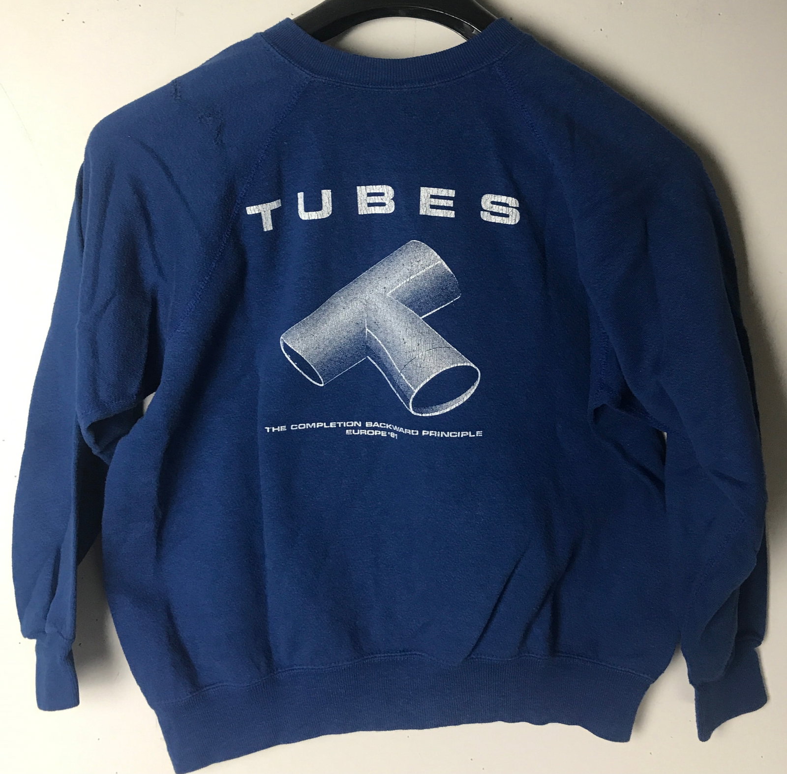 Tubes 1981 European Tour Vintage Sweat Shirt: Great vintage 1981 long sleeve sweat shirt for the Tubes European The Completion Backward Principle Tour! Tubes logos/tour graphics on front and "ba
