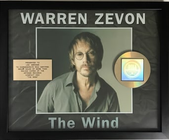 Warren Zevon The Wind RIAA Gold LP Award