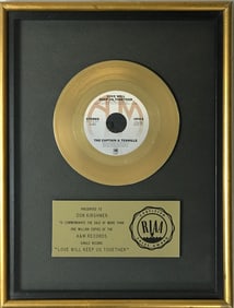 Captain & Tennille "Love Will Keep Us Together" RIAA Gold Single Award