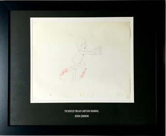 Beatles '60s Cartoon Cel John Lennon Drawing