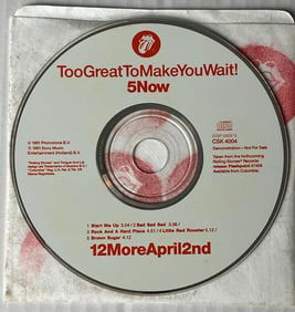 Rolling Stones Too Great To Make You Wait Promo Sampler CD 1991