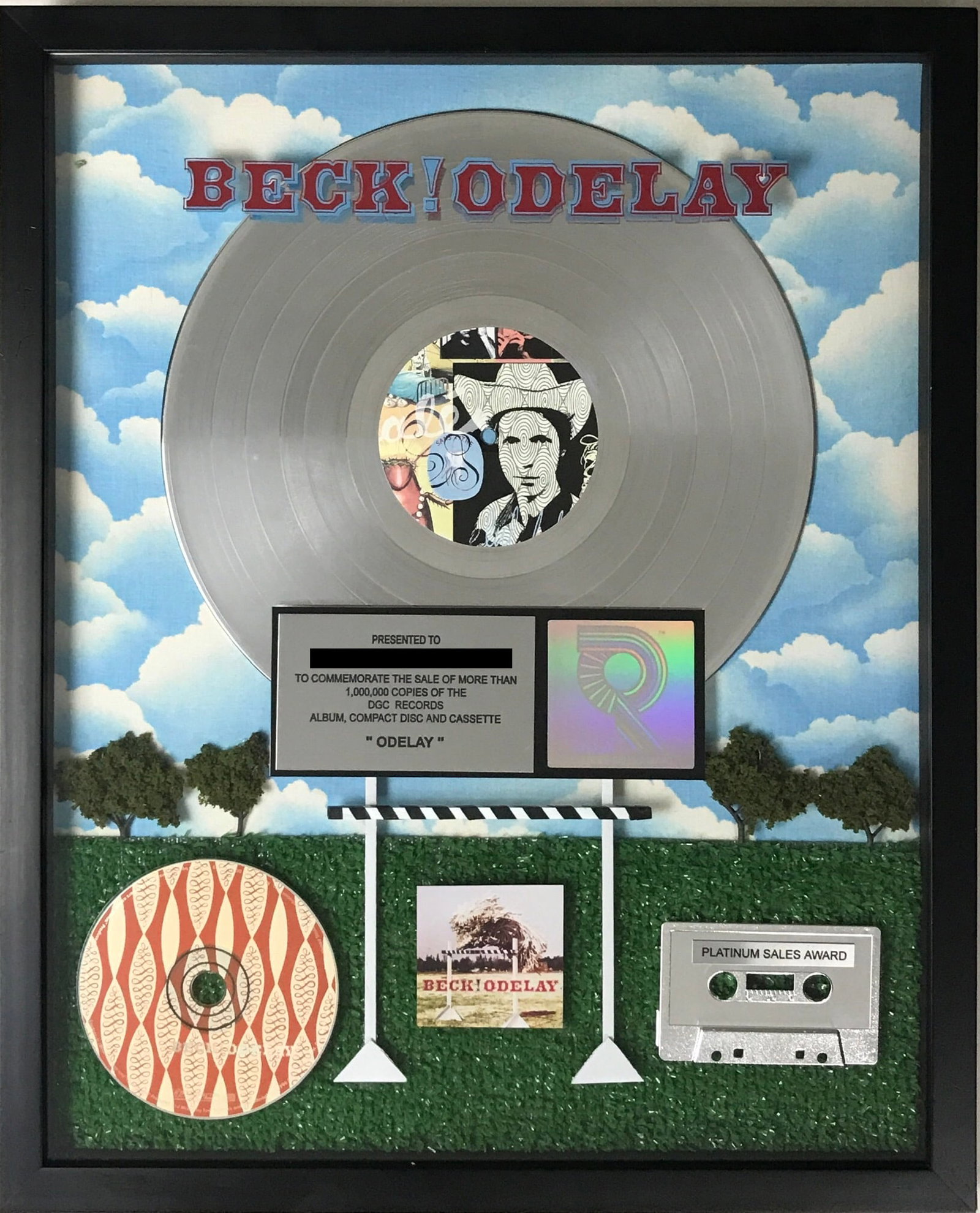 Beck Odelay RIAA Platinum Album Award: RIAA Platinum Album award for Beck album Odelay. Released on June 18, 1996, it was certified Platinum on Jan. 28, 1997 for one million copies sold. Beck's fifth studio album featured the singles "Wher