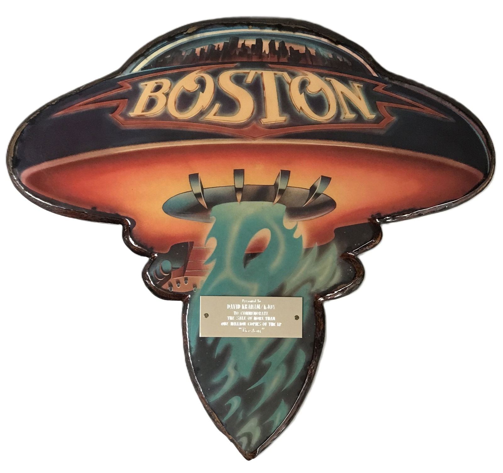 Boston Debut Album 70s Epic Records Spaceship Shaped Award Plaque (1 of 6)