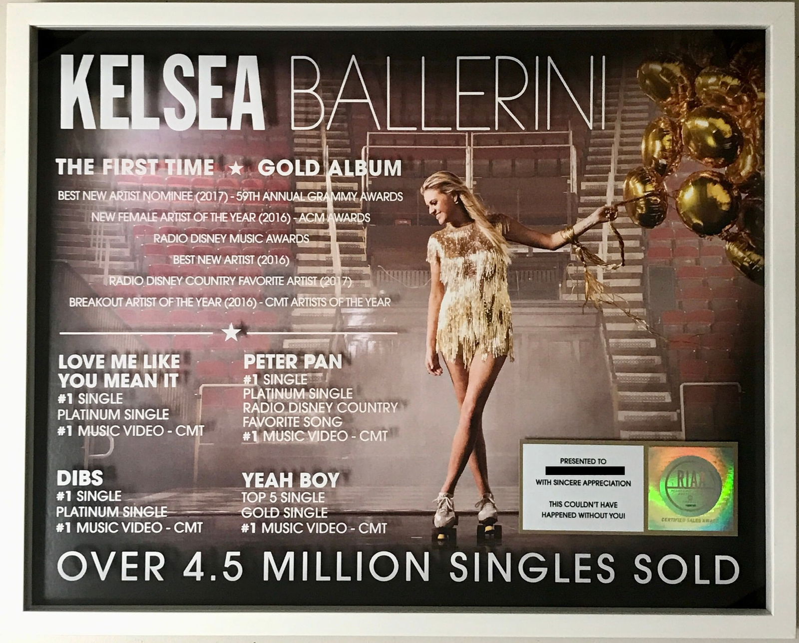 Kelsea Ballerini RIAA Combo Award (1 of 9)