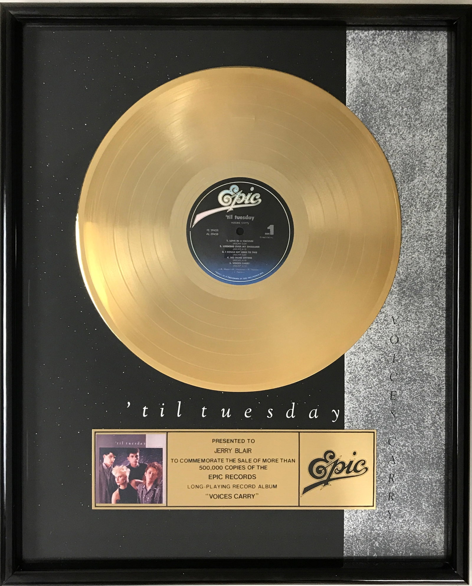 'Til Tuesday Voices Carry Epic Records Award (1 of 10)