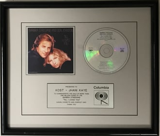 Barbra Streisand & Don Johnson "Till I Loved You" Columbia Records award