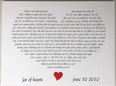 Christina Perri "Jar Of Hearts" Lyrics Promo Artwork