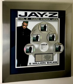 Jay-Z Vol. 2 Hard Knock Life RIAA 5x Multi-Platinum Award