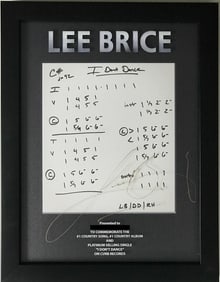Lee Brice "I Don't Dance" Music Notation Award signed by Brice