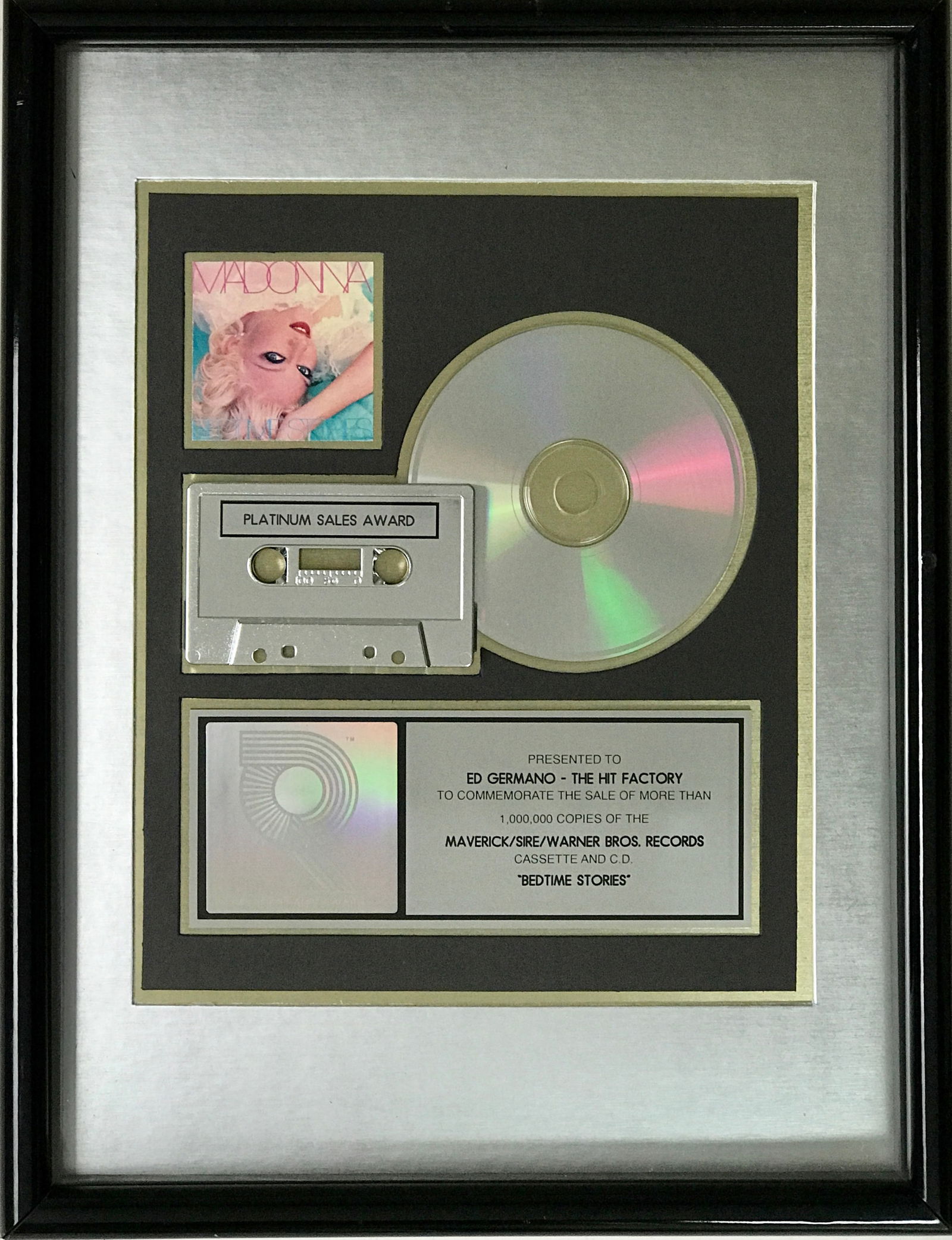Madonna Bedtime Stories RIAA Platinum Album Award (1 of 5)