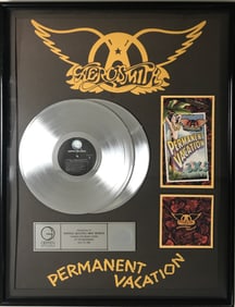 Aerosmith Permanent Vacation RIAA 2x Platinum Album Award
