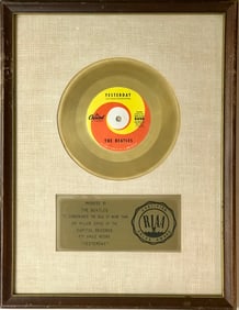 Beatles "Yesterday" RIAA Gold 45 Award presented to The Beatles- RARE