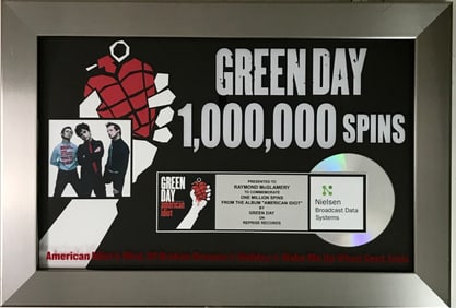 Green Day American Idiot 1M Radio Spins Award