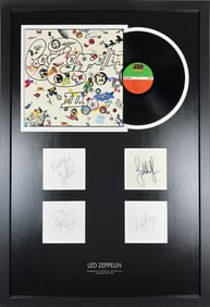 Led Zeppelin Collage signed by Bonham, Jones, Page, Plant - Epperson LOA